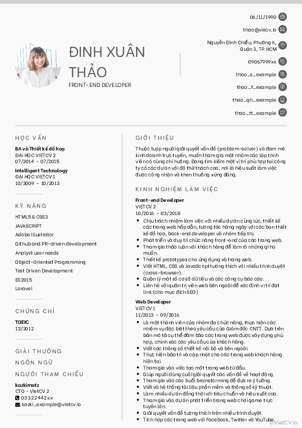 CV tham khảo Lập trình viên
