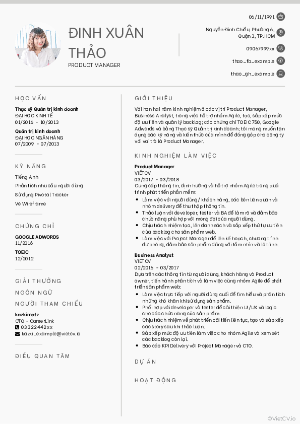 Tổng hợp Mẫu CV Xin việc Chuẩn 2026 | VietCV.io