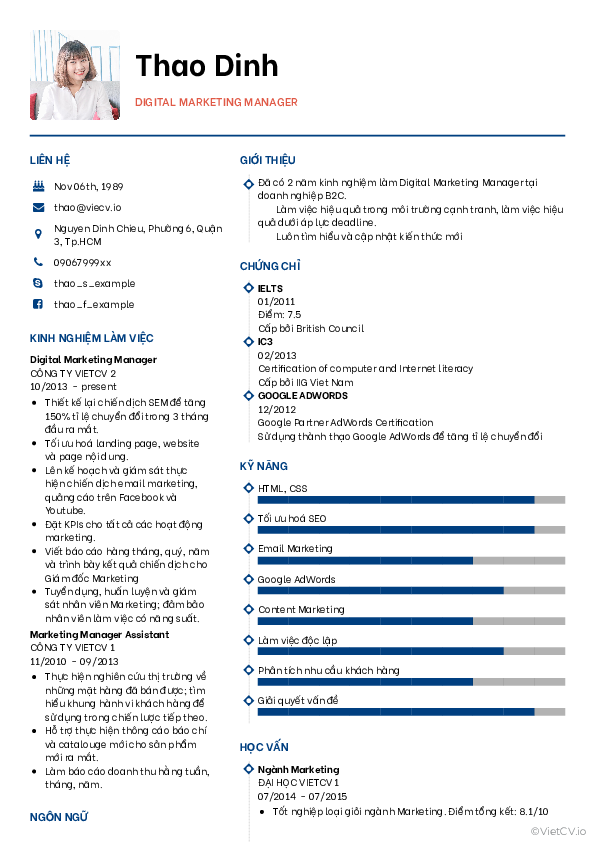 CV tham khảo Maketer