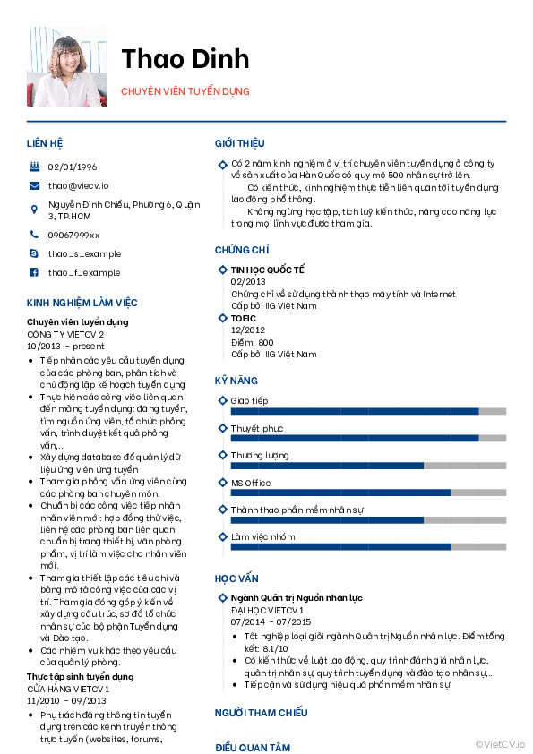 CV tham khảo HR