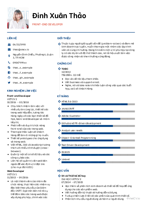 CV tham khảo Lập trình viên